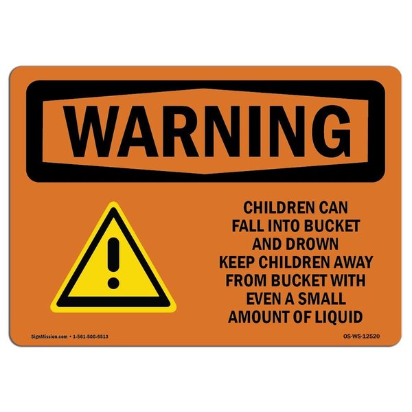 Signmission OSHA WARNING Sign, Children Can Fall Into W/ Symbol, 24in X 18in Aluminum, 24" W, 18" H, Landscape OS-WS-A-1824-L-12520